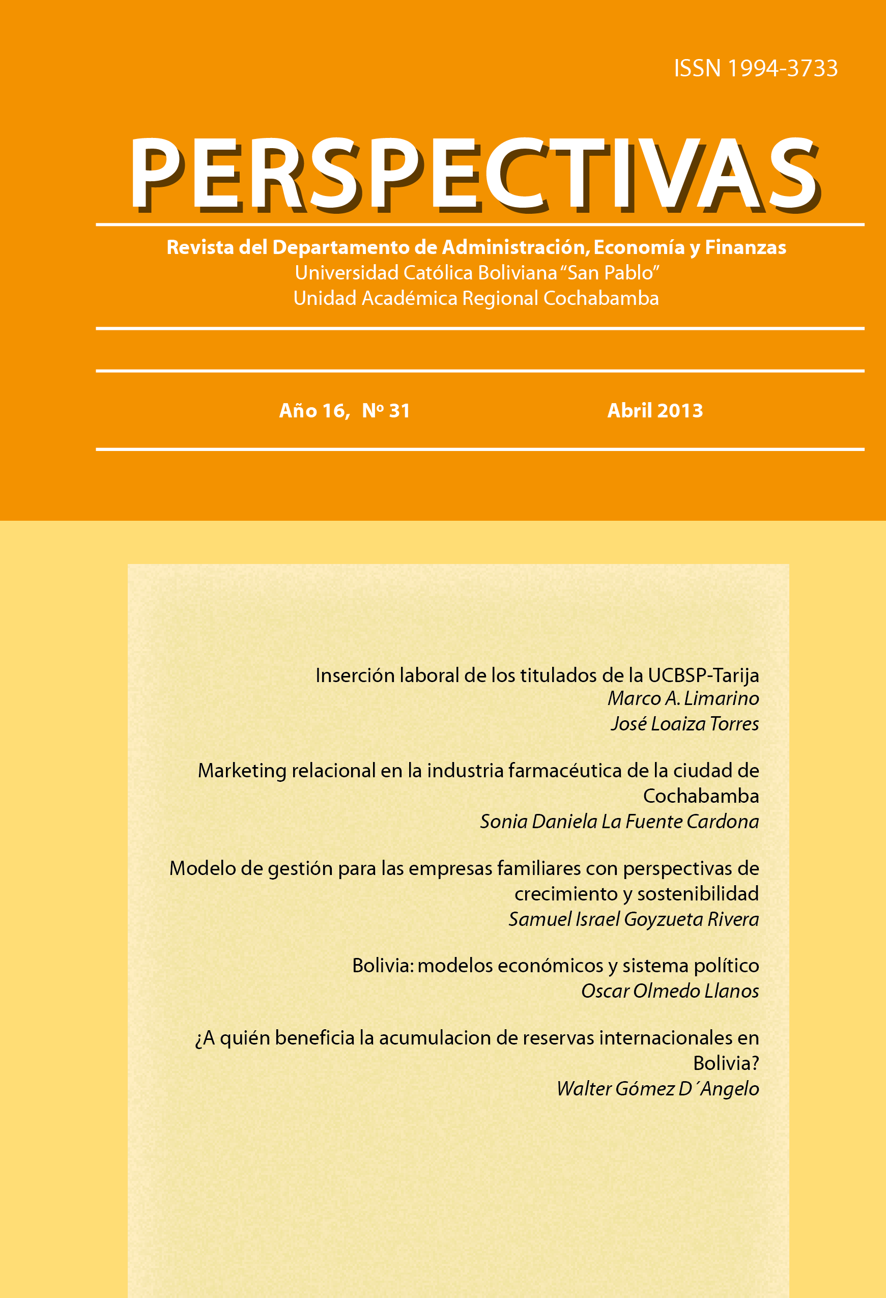 Ver Núm. 31 (2013): Revista Perspectivas N° 31