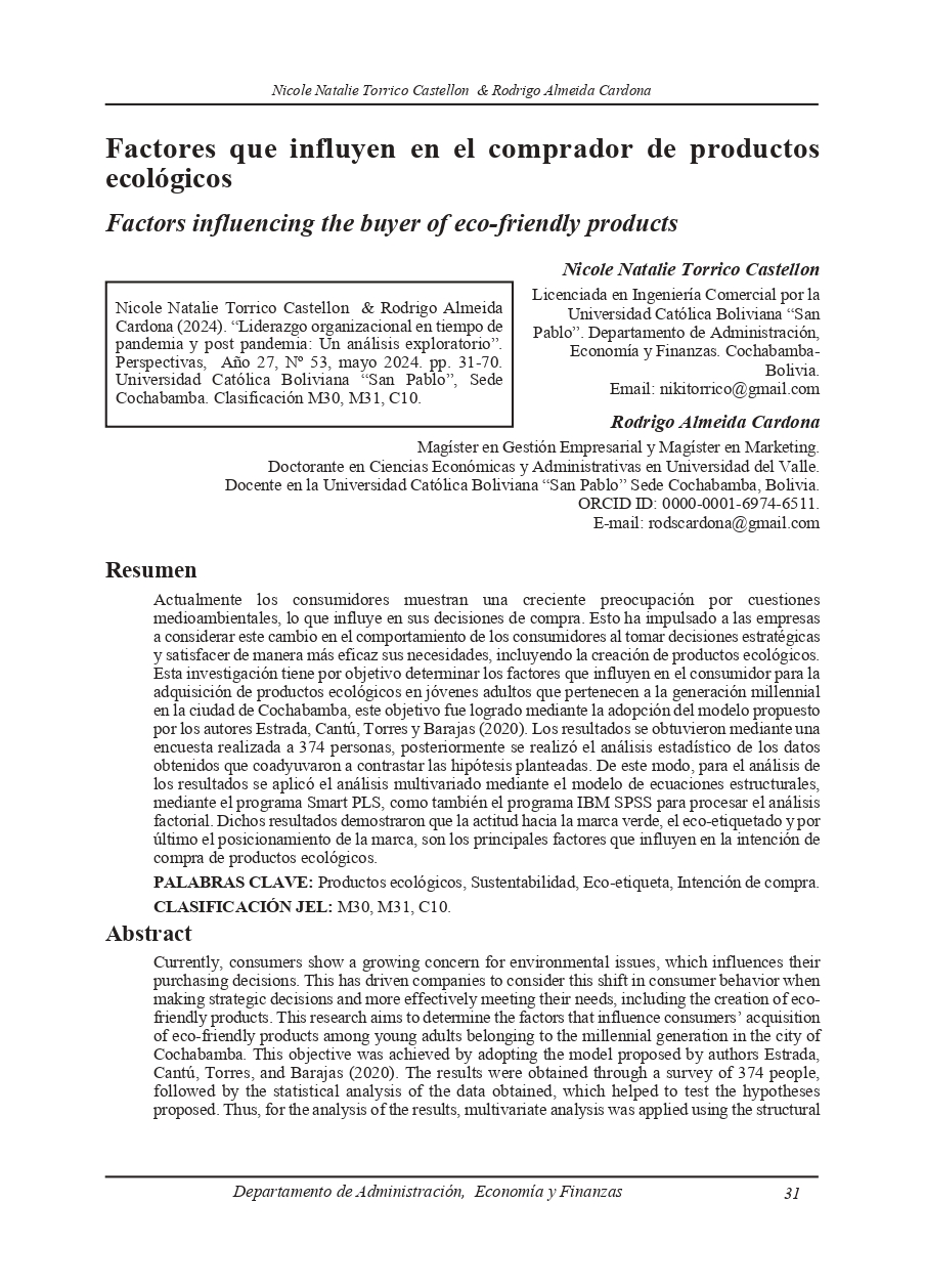 Factors influencing the buyer of eco­friendly products