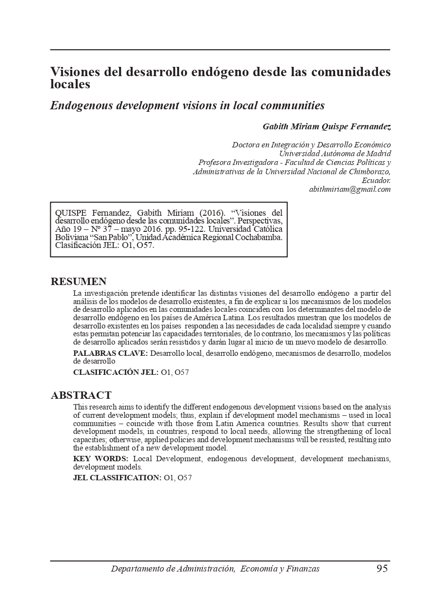 Endogenous development visions in local communities