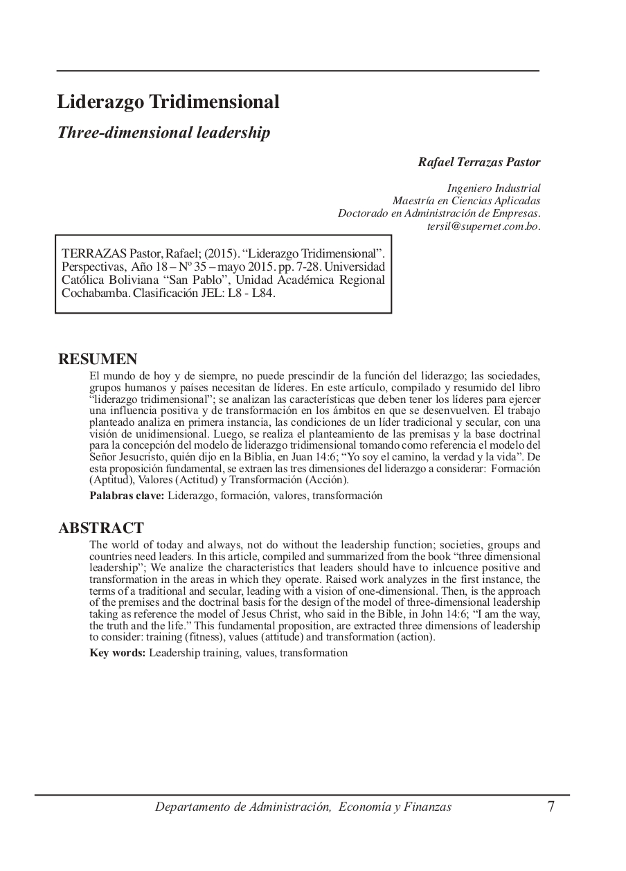Three-dimensional leadership
