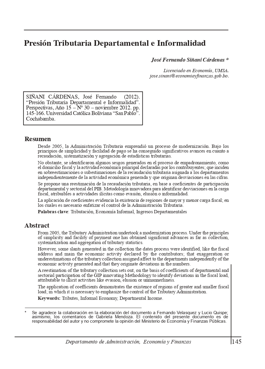 Departmental Tax Pressure and Informality