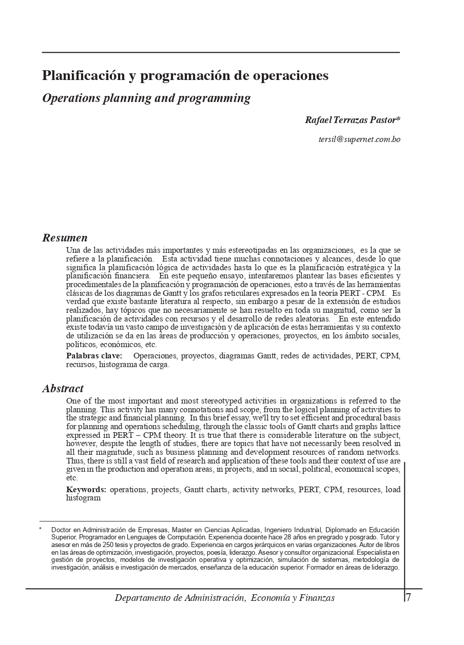 Operations planning and programming