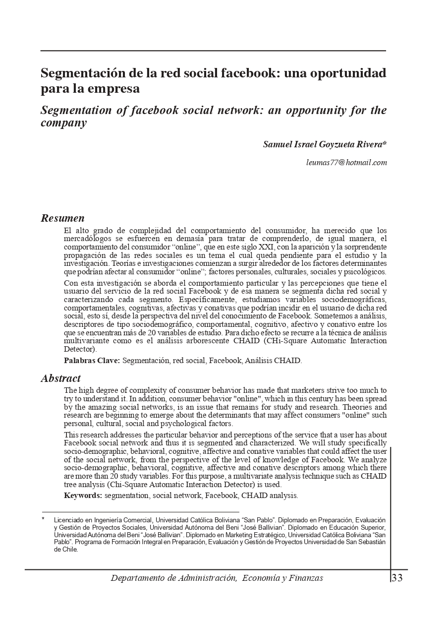 Segmentation of facebook social network: an opportunity for the company