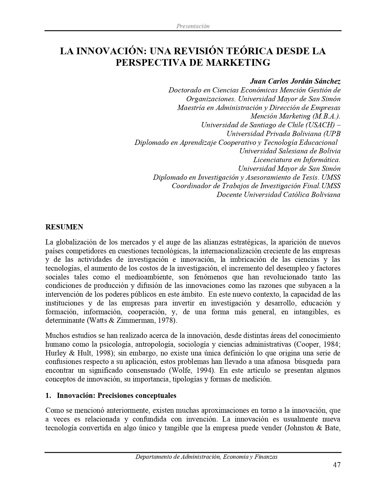 Innovation: a theoretical review from the marketing perspective