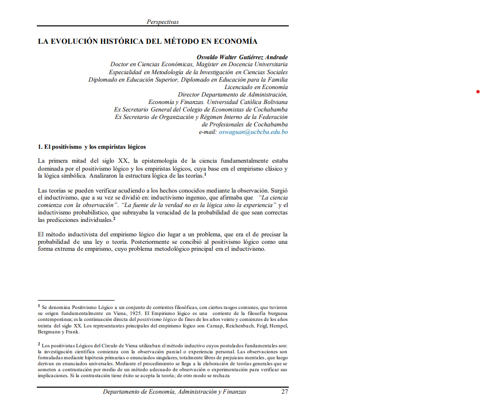 THE HISTORICAL EVOLUTION OF METHOD IN ECONOMICS