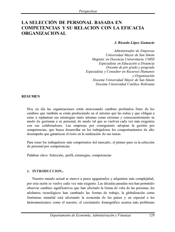 Competency-based personnel selection and its relationship with organizational effectiveness