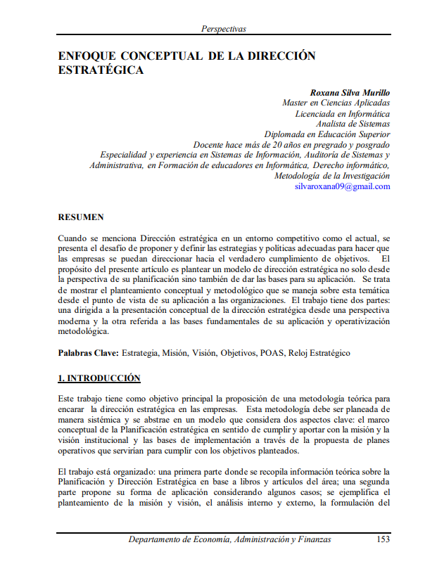 Conceptual Approach to Strategic Management
