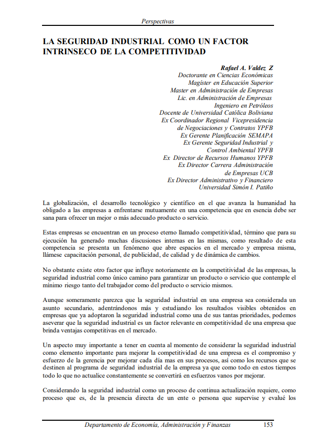 Industrial safety as an intrinsic factor of competitiveness