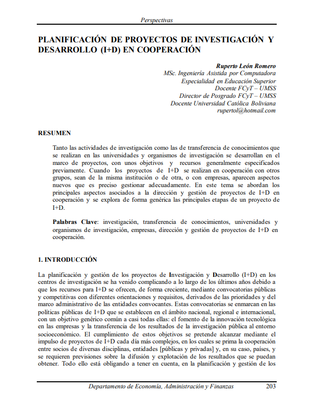 Planning of research and development (R&D) projects in cooperation