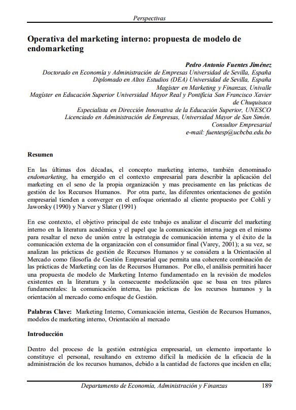 Internal marketing operations: proposal of an endomarketing model