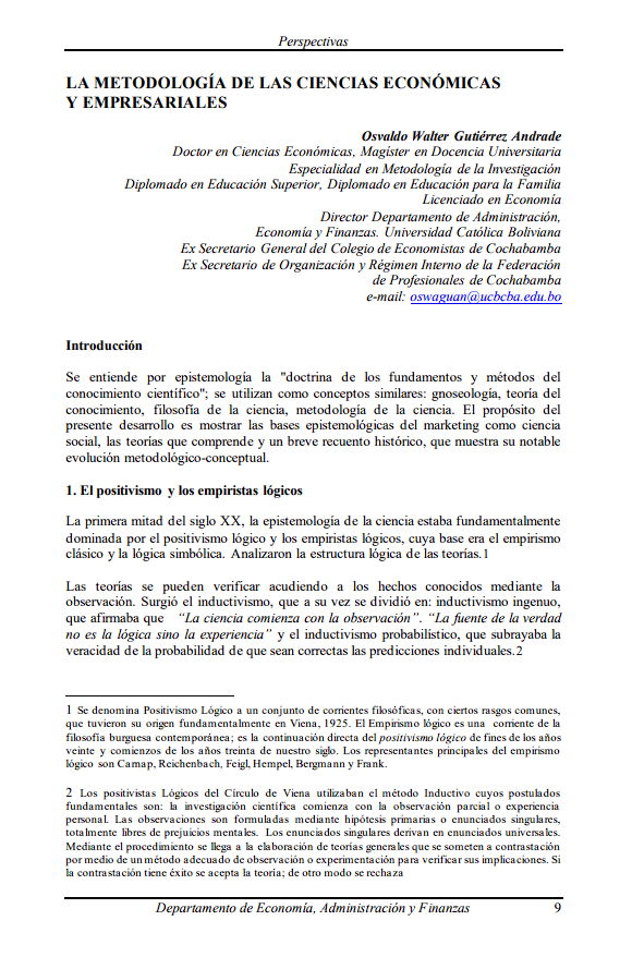 The methodology of economic and business sciences