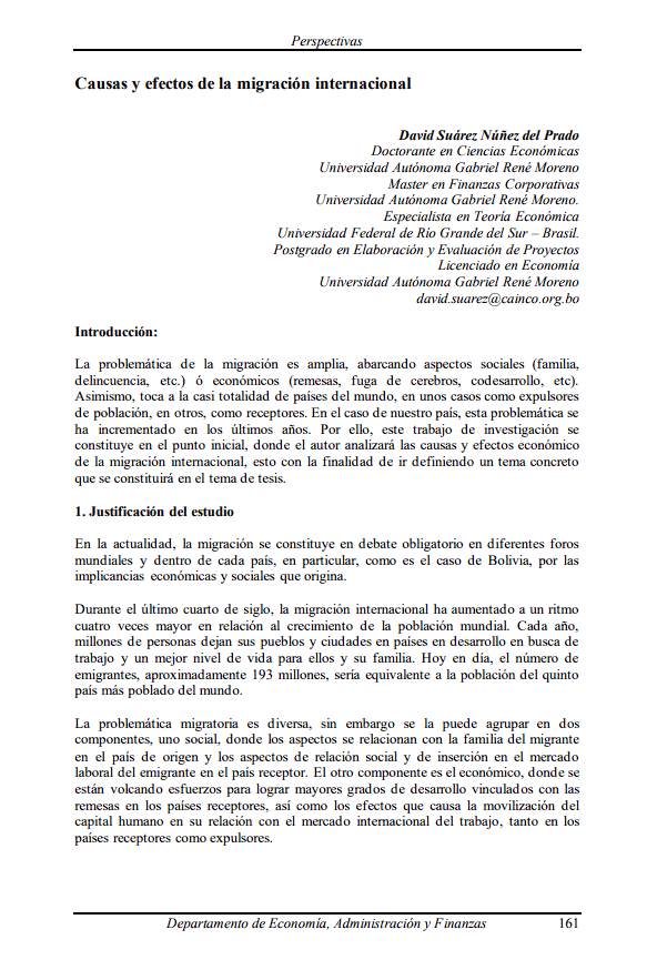 Causes and effects of international migration