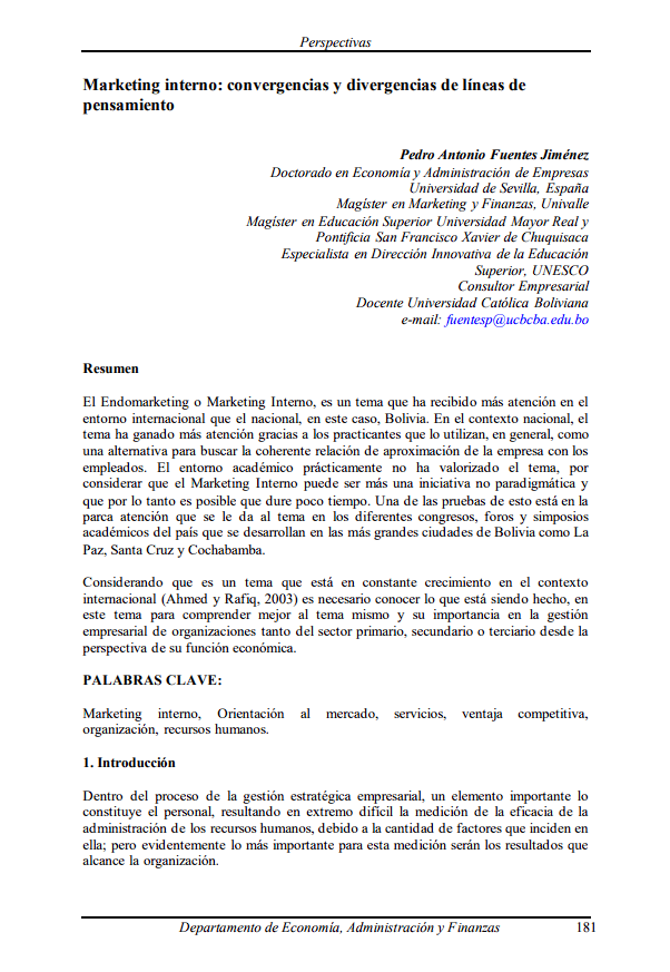 Internal marketing: convergences and divergences of lines of thought