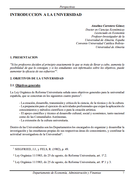 Introduction to the university.