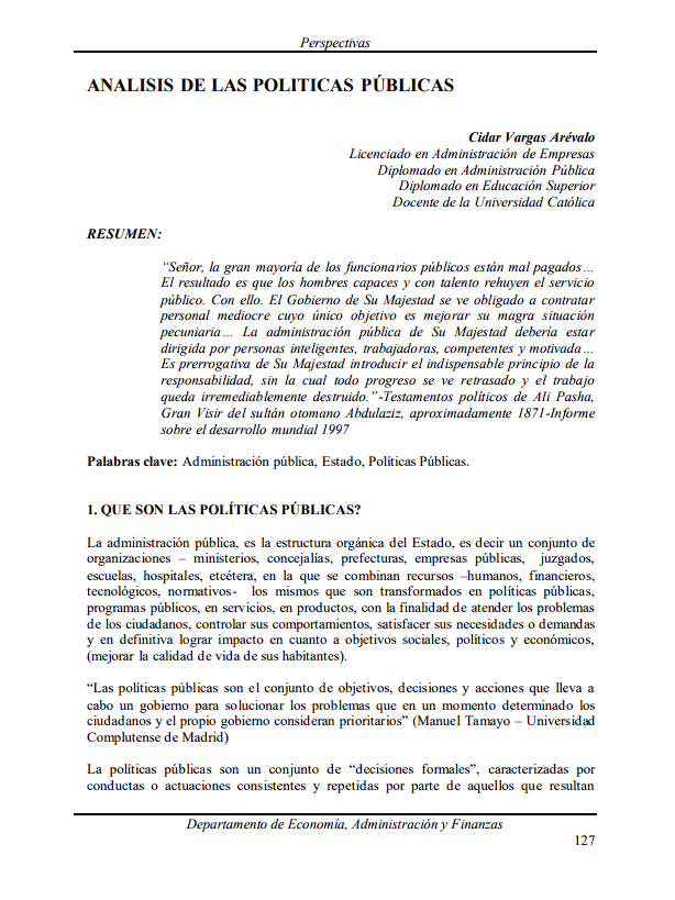 Public policy analysis