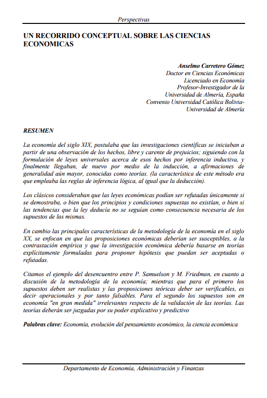 A conceptual overview of economic sciences