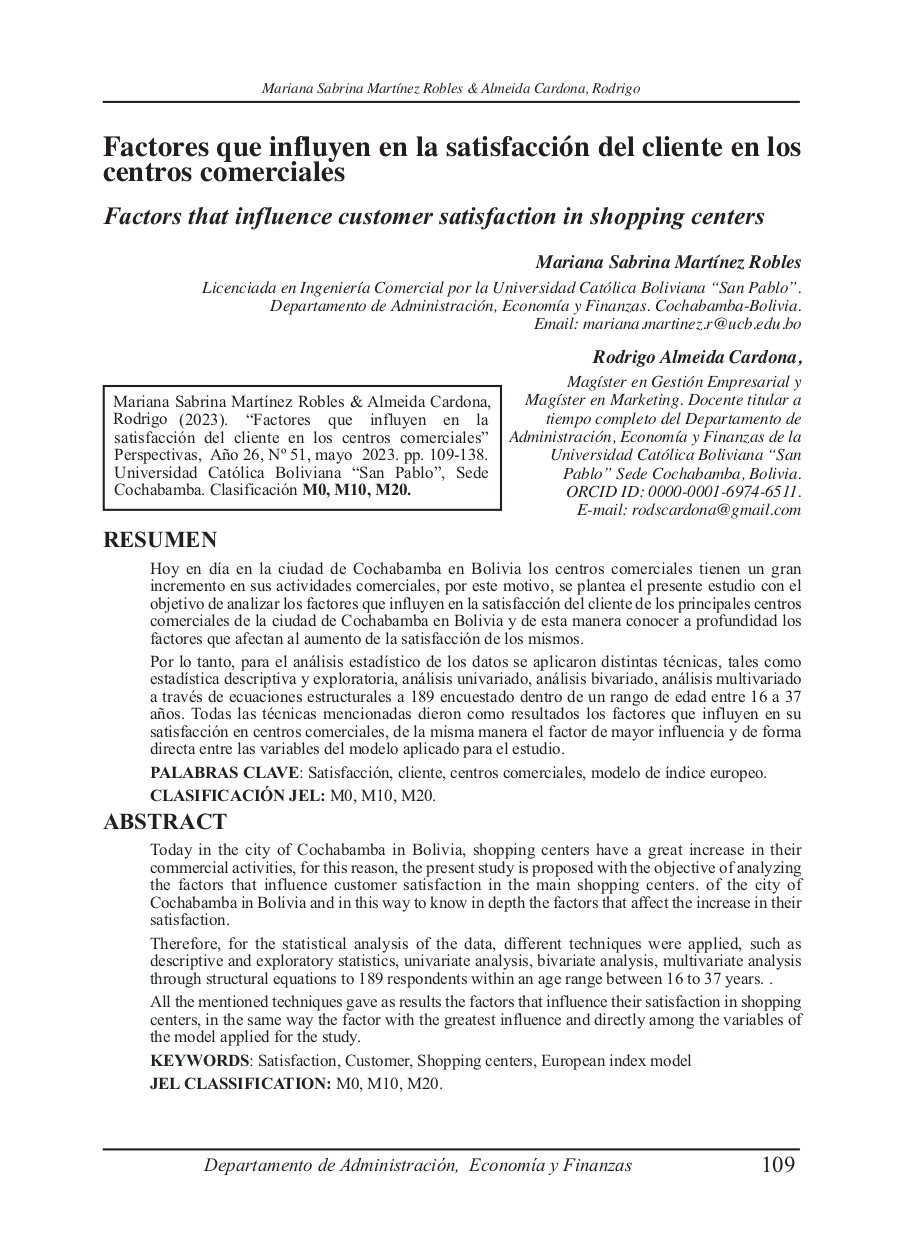 Factors that influence customer satisfaction in shopping centers