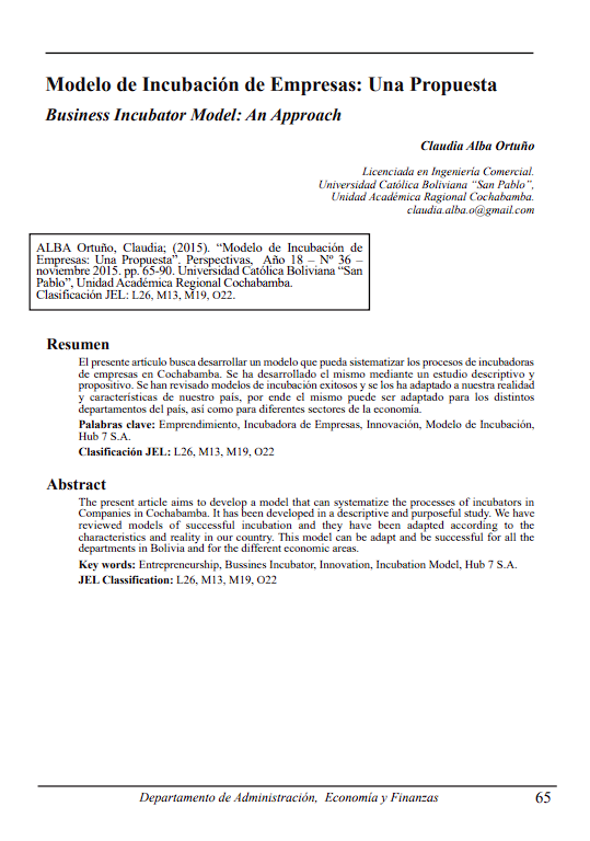 Business Incubator Model: An Approach