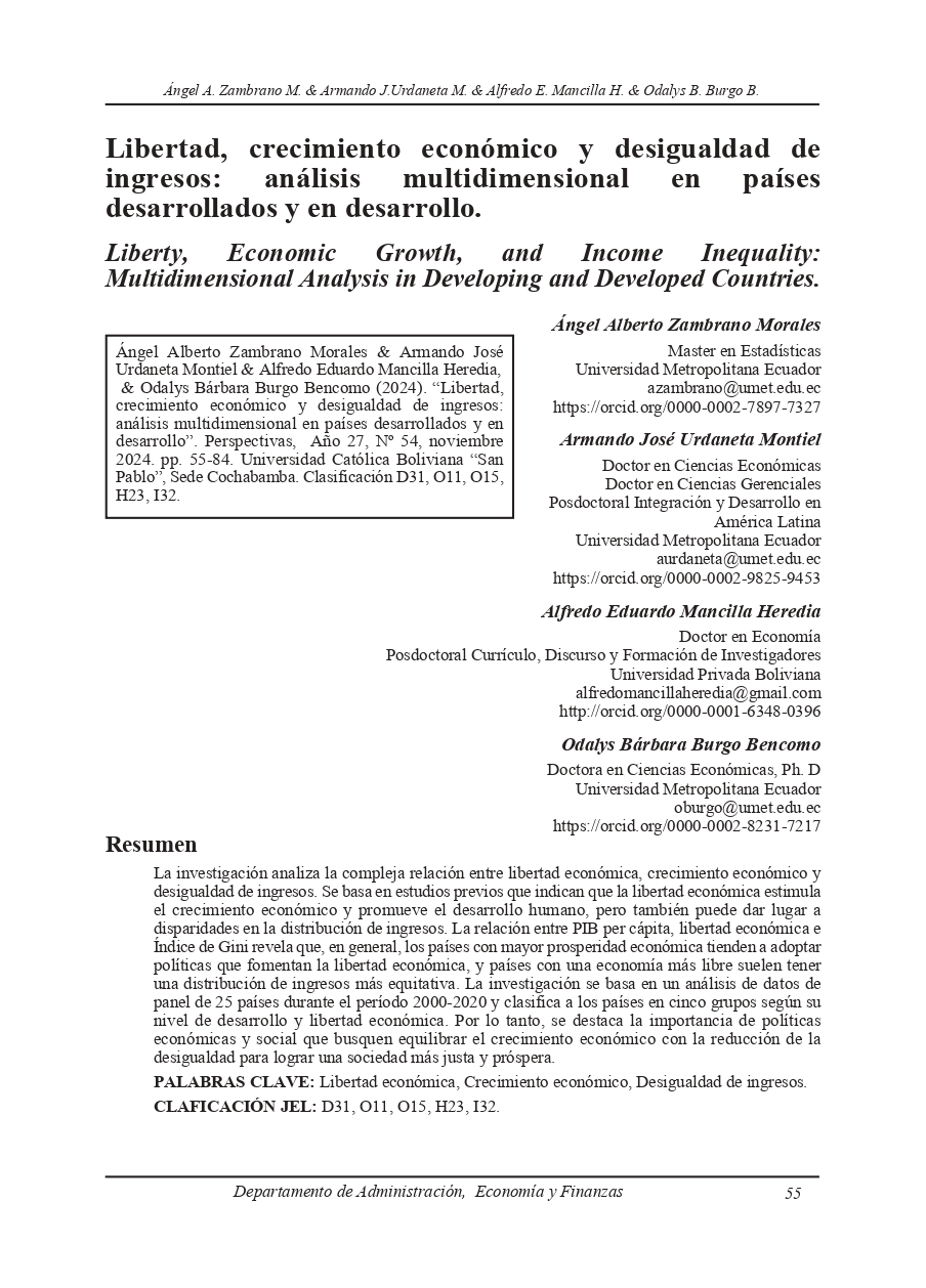 Liberty, Economic Growth, and Income Inequality: Multidimensional Analysis in Developing and Developed Countries.